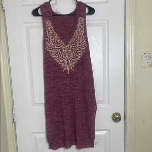 Free people Sleeveless Maroon Tunic with Beige Pattern